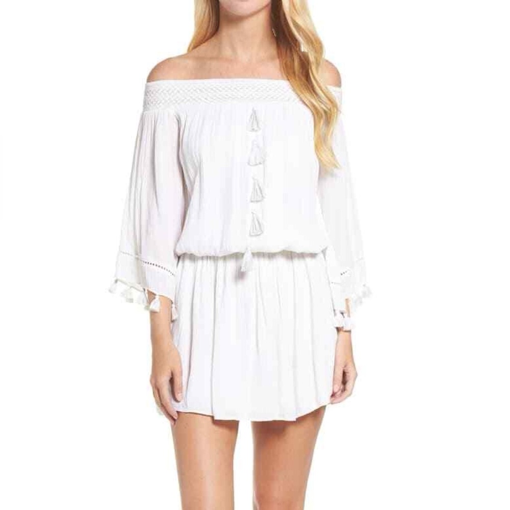 Lilly Pulitzer Joelle Off Shoulder Gauze Dress Resort White size S